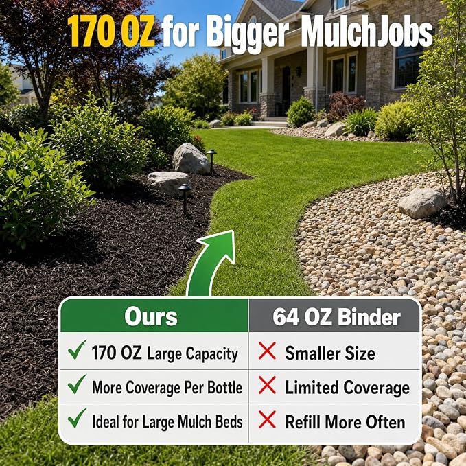 Teexpert Rock Glue for Landscaping: 170OZ Water-Based Formula Mulch Binder for Rocks & Mulch Gravel Pebbles, 100% Permeable Safe for Kids Plants Pets Fast-Drying Easy to Use for Holds 12 Months