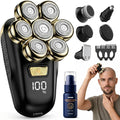 Head Shavers for Bald Men, Electric Razor with 7D Magnetic Shaver Heads, Wet Dry Waterproof Bald Head Trimmer Kit for Women & Men, Nose Ear Hair Trimmer, USB Rechargeable Clippers, Bright Black