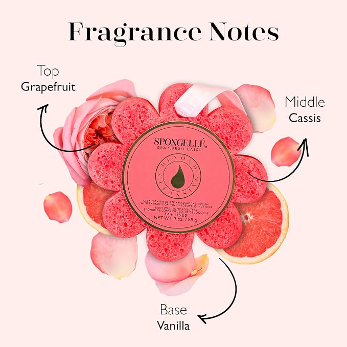 Spongelle Wild Flower Buffer Body Scrubber | Bath & Shower Loofah for Women | Exfoliator with Body Wash Infused Sponge