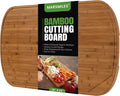 Marsmiles 36x24 Bamboo Cutting Board, Extra Large Wood Cutting Boards with Deep Juice Grooves & Back Inner Handle, Butcher Block Chopping Board with Juice Groove, Large Charcuterie Board- Carbonized