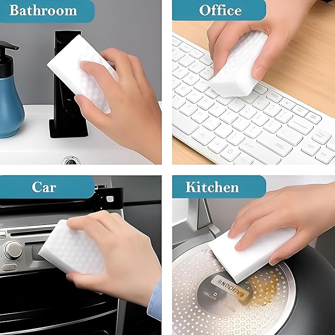 Magic Eraser Cleaning Sponge | Pack of 4 | Chemical-Free, Multi-Purpose Wipe for Effortless Cleaning of Kitchen, Bathroom, Walls, Shoes & More – Tough on Stains, Gentle on Surfaces