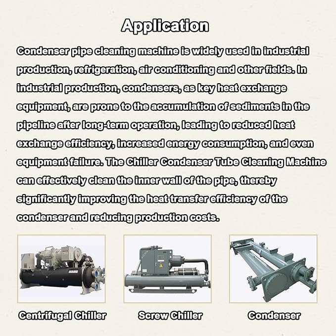 INTBUYING Chiller Condenser Tube Cleaning Machine, 110V/220V Heat Exchanger Tube Cleaner Machine, with Water Spray Rotary Brush, Portable Copper Pipe Cleaner for 0.6-0.7 Inch Pipe Diameter