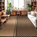 Large Area Rug 8'x10', Brown Metal Hole Washable Rectangular Area Rugs for Bedroom Living Room Office, Modern Copper Net Eye Hole Pattern Non Slip Kitchen Rug Mats Indoor Floor Accent Throw Carpet