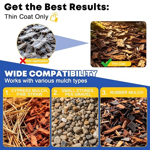 Mulch Glue 2 Gallon - Ready to Use Rock Glue for Landscape - Pet Safe & Plant Safe, Fast-Dry No Dilution - Spray for Gravel/Pebbles/Stones for Outdoor Gardens