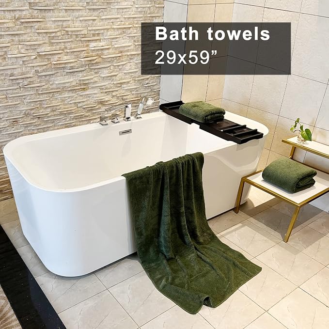 YTYC 29x59 Bath Towels,Towels for Bathroom,Olive Green,4-Pieces | Super Soft,Highly absorbent,Hanging Loop,No Lint Ball,Quick Drying,Light Weight,80% Polyester 20% Nylon