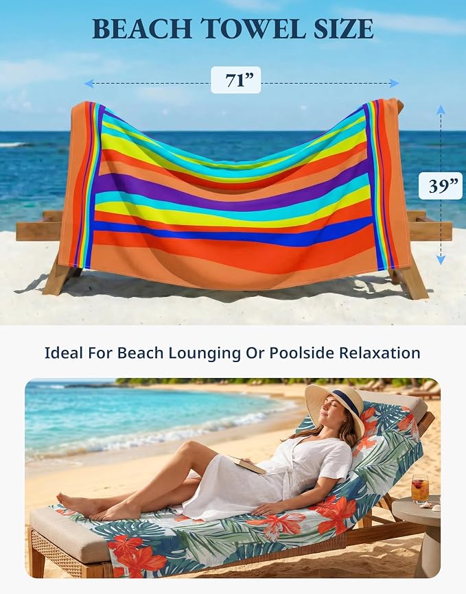 LANE LINEN Turkish Beach Towels for Women, 6 Pcs, Extra Large - Coastal Mix | Large 39"x71", Pre-Washed - No-Shrink, Sand-Free - Quick Dry, Lightweight - Soft Beach Bath Towels, Vacation Essential
