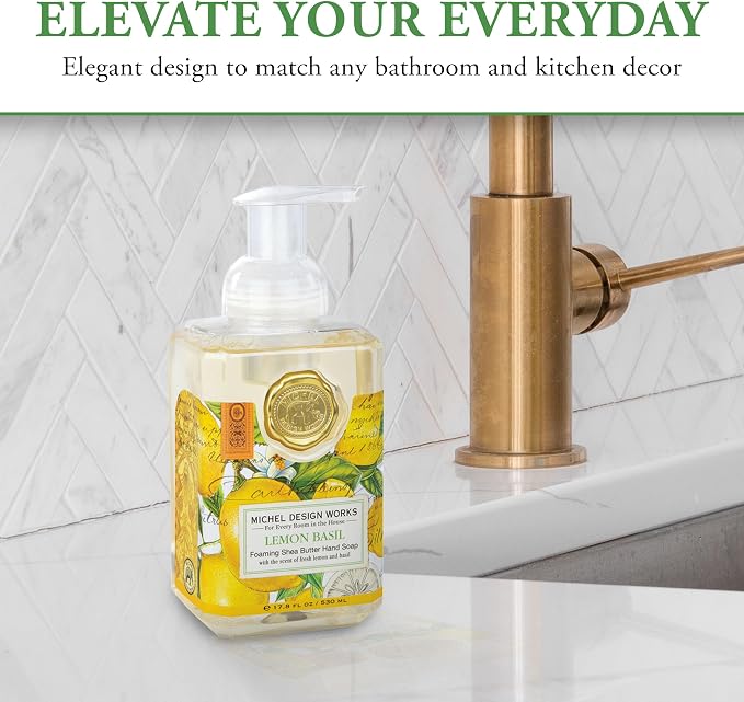 Michel Design Works Foaming Hand Soap, Lemon Basil, 3-Pack, 17.8 Fl oz Each