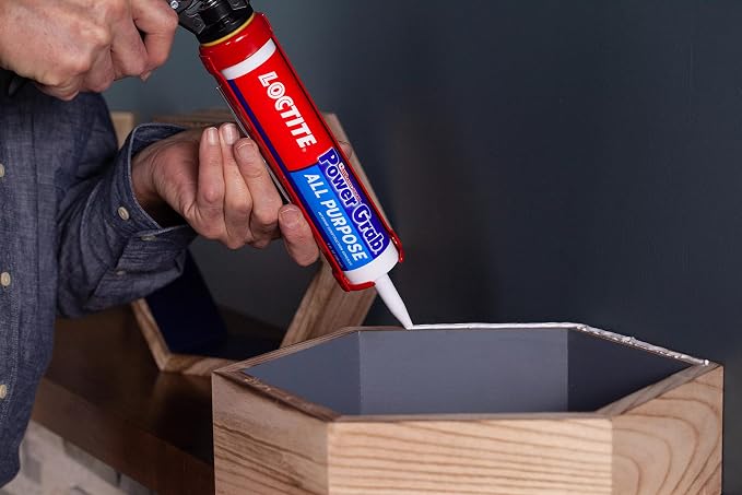 Loctite Power Grab Express All Purpose Construction Adhesive, 9 fl oz Cartridge, 12 Pack - Versatile Construction Glue for Cement, Tile, Wall & More