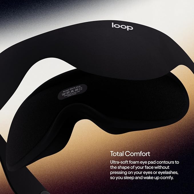 Loop Eclipse Sleep Mask – Premium Light-Blocking Eye Mask for Sleep, Travel, Napping & Side Sleepers | Deeper Darkness for Easier Rest | Face-Hugging Fit with Eyelash Clearance