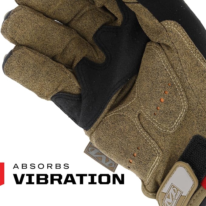 Mechanix Wear: M-Pact Work Gloves with Secure Fit, Work Gloves with Impact Protection and Vibration Absorption, Safety Gloves for Men (Brown, Small)