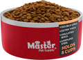 Master Pet Supply Stainless Steel Dog Bowls - 64 oz, Heavy Duty - Crimson Flame, Double Wall Extra-Thick Insulated, Non-Slip Pet Water Bowl for Dogs, Cats & Pets, Anti Rust Metal, Dish Washer Safe