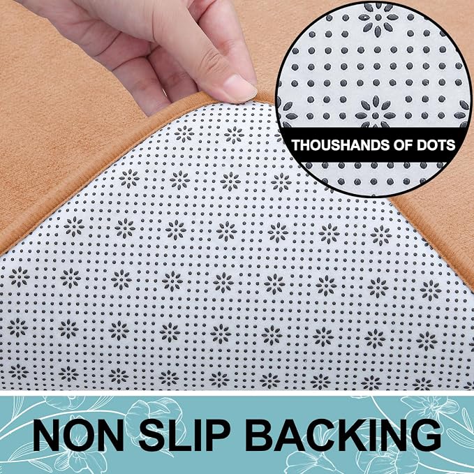 Smiry Memory Foam Bath Mat 30x20, Extra Soft and Absorbent Bathroom Mats, Non Slip Washable Carpet for Floor, Shower and Tub, Peach
