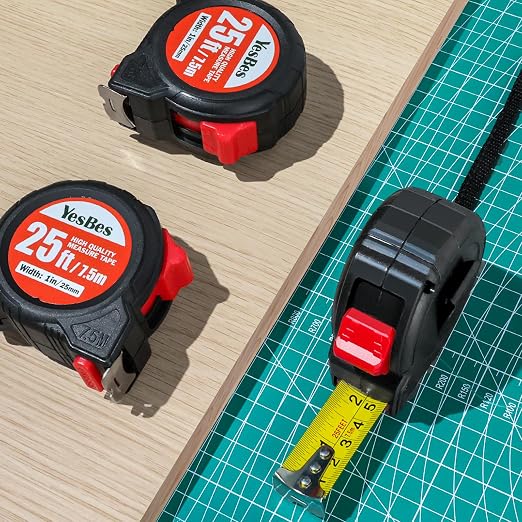 Tape Measure 25 ft, 5 Pack Bulk Easy Read Measurement Tape, Self-Locking Measuring Tape Retractable 1-Inch Wide x 25 ft