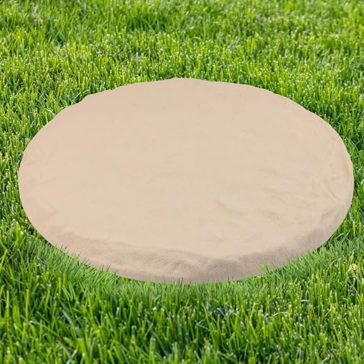 4Pcs Large Stepping Stones Outdoor Garden Walkway,Durable Pavers for Patio | Weatherproof Resin Stepping Stones with Ground Stakes for Easy Installation,Pathway, and Landscaping Round Beige