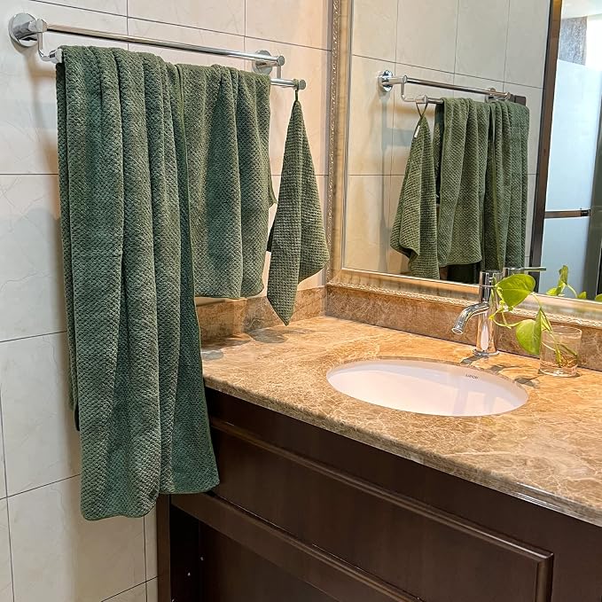 YTYC 29x59 Bath Towels,Towels for Bathroom,Olive Green,4-Pieces | Super Soft,Highly absorbent,Hanging Loop,No Lint Ball,Quick Drying,Light Weight,80% Polyester 20% Nylon