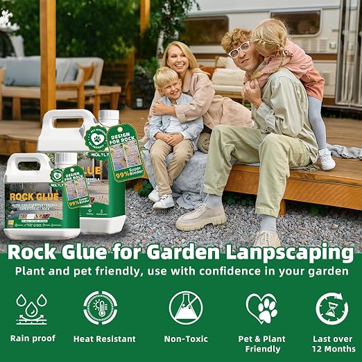 32OZ Mulch Glue,Rock Glue for Landscaping,Ground Coverage & Pet Safe Mulch Glue for Rocks,Non-Toxic, Weather-Resistant for Patios, Garden, Walkways and Paths