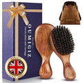 Small Boar Bristle Hair Brush Since 1965 British Craftsmanship, Handmade Natural Wooden Mini Hairbrush/Beard Brush, Pure Soft Bristles Gentle Detangling Women Men Kids Thin Fine Hair, Smooth & Shine
