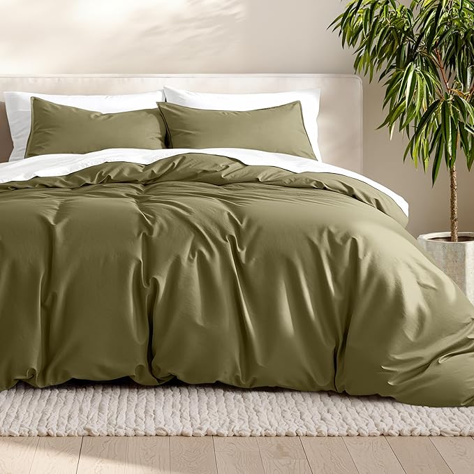 Bare Home Bedding Duvet Cover Extra Long Size - Premium 1800 Super Soft Collection - Lightweight, Cooling - Soft Breathable Bedding Duvet Cover (Twin/Twin XL, Olive)