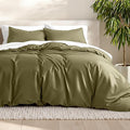 Bare Home Bedding Duvet Cover California King Size - Premium 1800 Super Soft Collection - Lightweight, Cooling - Soft Breathable Bedding Duvet Cover (Cal King, Olive)