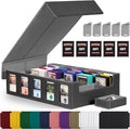 Kabinka Trading Card Storage Box with Commander Display, 5-Row Deck Case with Removable Lid; 3900+ Card Organizer for MTG TCG PTCG Sports Card, Top Loaders Storage Box (Black)