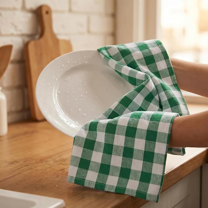 Urban Villa Kitchen Towels Cotton Dish Towels 20”x30” (Set of 6) Hunter Wht
