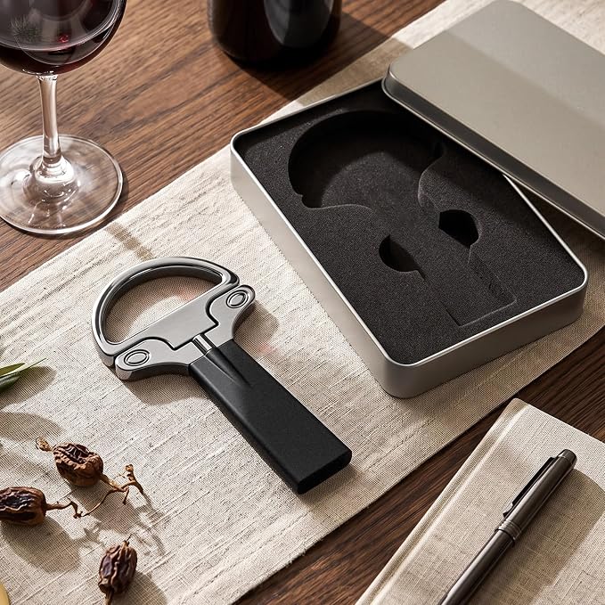 Ah So Wine Opener Two Part Stainless Steel Vintage Corkscrew Cork for Easy Remover Two Prong Cork Puller for Delicate Old Corks (Gunmetal)