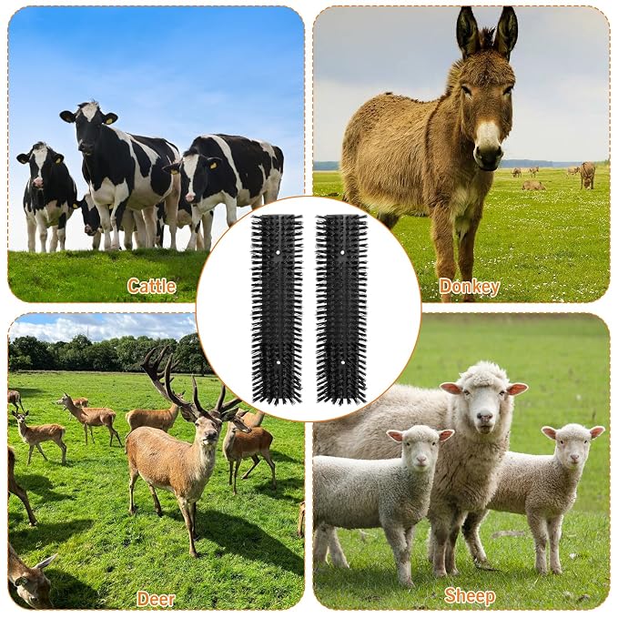 Livestock Scratch Brush With 24 Screws，Animal Back Scratching Brush for Cow,Cattle,Sheep, Horses,Pigs，Massage Grooming Tool (Black, 6pcs)