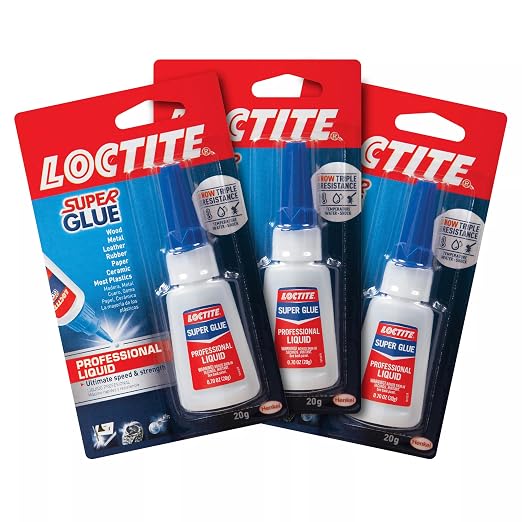 Loctite Super Glue Liquid Professional, 20g Bottle (Pack of 3) Heavy‑Duty Instant Adhesive for Plastic, Wood & Metal, Clear Superglue with Precision Nozzle, Quick‑Dry Formula