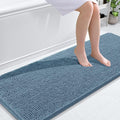 OLANLY Bathroom Runner Rugs 59x24, Soft Absorbent Chenille Bath Rugs, Rubber Backing Quick Dry, Machine Washable Long Bath Mats for Bathroom Floor, Tub and Shower, Home Decor Accessories, Airy Blue
