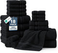 LANE LINEN Bath Towel Set of 18 – Premium 100% Cotton, 6 Bath, 6 Hand & 6 Washcloth, Zero Twist Hotel Collection Towels Soft, Gentle on Body, Absorbent & Ideal for Everyday Use – Black