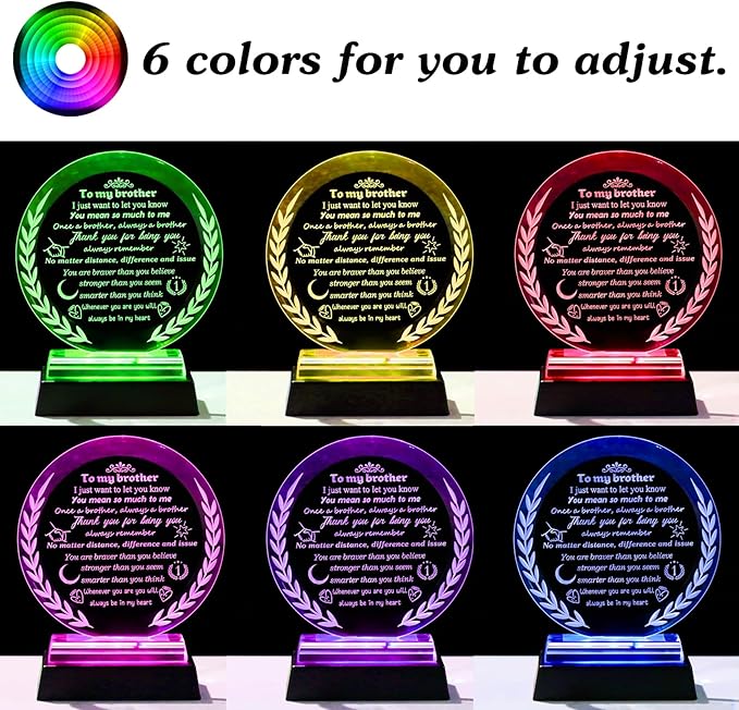 Gifts for Brother from Sister Crystal Brother Keepsake with LED Light Base Brother Gifts for Graduation Fathers Day Wedding Christmas