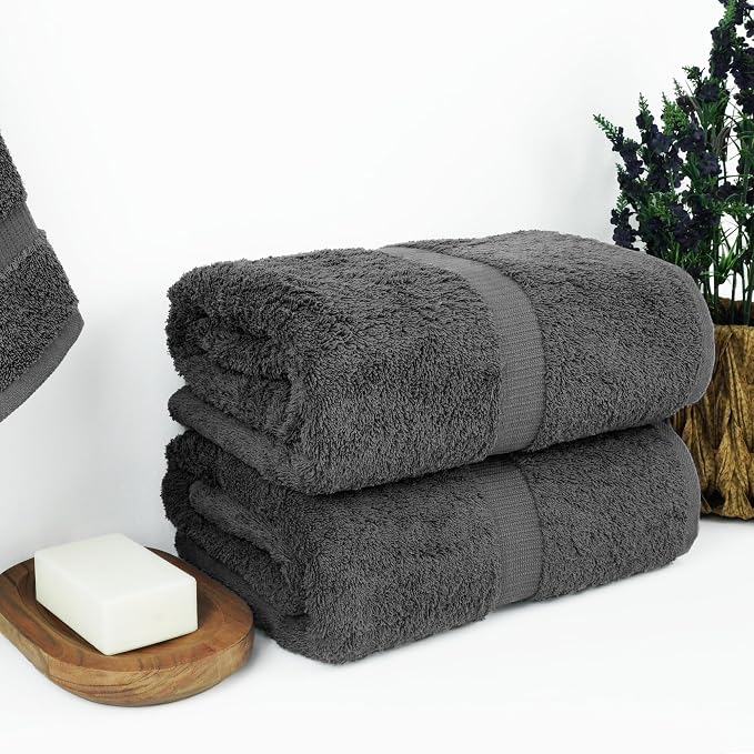 Chakir Turkish Linens, 100% Cotton Premium Quality Turkish Bath Sheets (35''x70'' Large Bath Sheet Towels - Dark Gray)