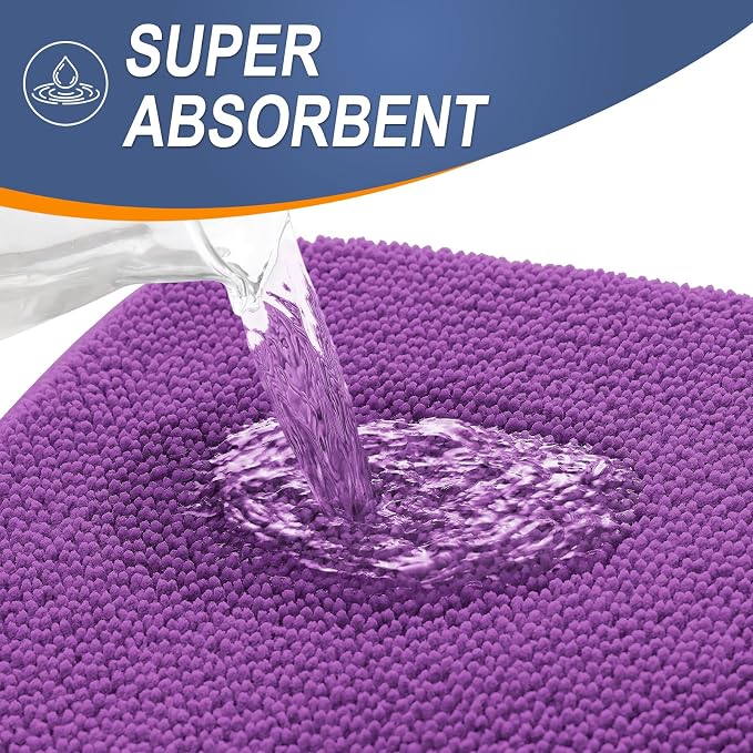 OLANLY Thick Memory Foam Bathroom Rugs 30x20, Absorbent Bath Mat, Purple | Soft Quick Dry Bath Rugs Mats, Non-Slip, Machine Washable Carpet for Bathroom Floor, Tub and Shower, Home Decor Accessories