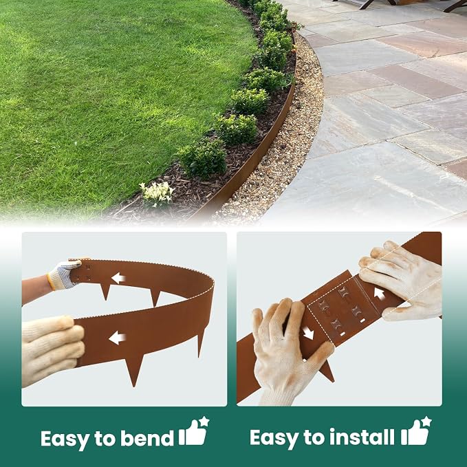 Corten Steel Landscape Edging 40" L x 6" H | Metal Landscaping Edging 6 pcs, Rusted, 6 Inch Tall, Metal Edging for Landscaping Border Edge for Garden, Yard, Lawn