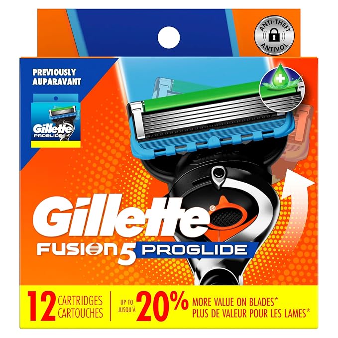 Gillette ProGlide Razor Refills for Men, 12 Razor Blade Refills