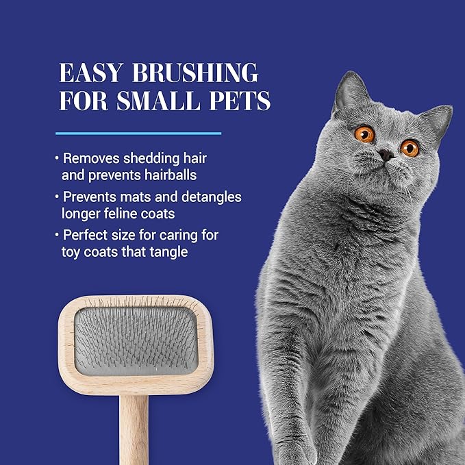 Chris Christensen Mark I Slicker Brush for Dogs, 12mm Pins, Groom Like a Pro, Handcrafted Lightweight Beechwood Ergonomic Handle, Stainless Steel Pins, A5I X-Small. Made in Germany.