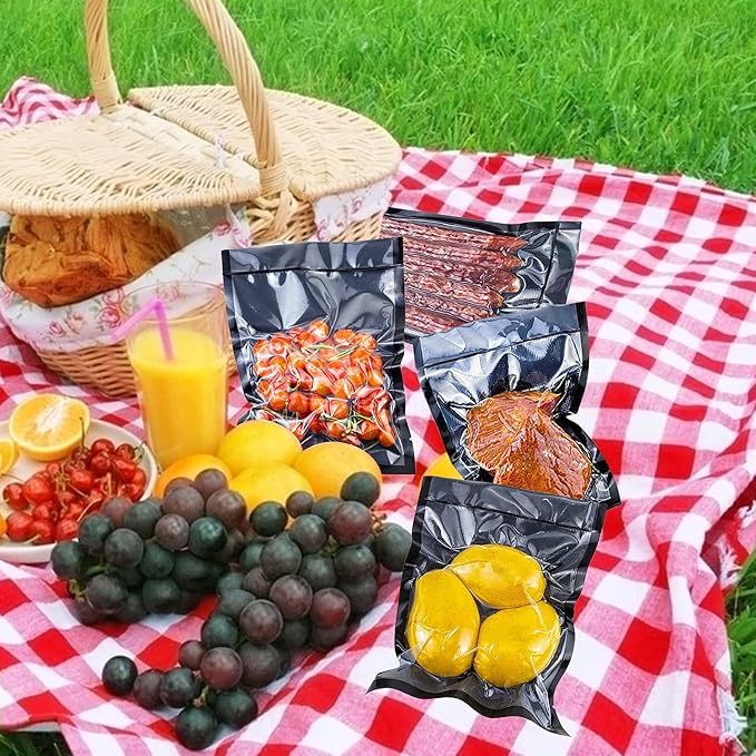 CANLENPK 8x12Inch/20x30cm Black Back and Clear Front Vacuum Sealer Bags,Precut Food Storage Bag,Seal Meal Snack Fruit Nut,Boil Steam Heat Freeze,Vacuum Sealable Bags(100PCS,Black Back)
