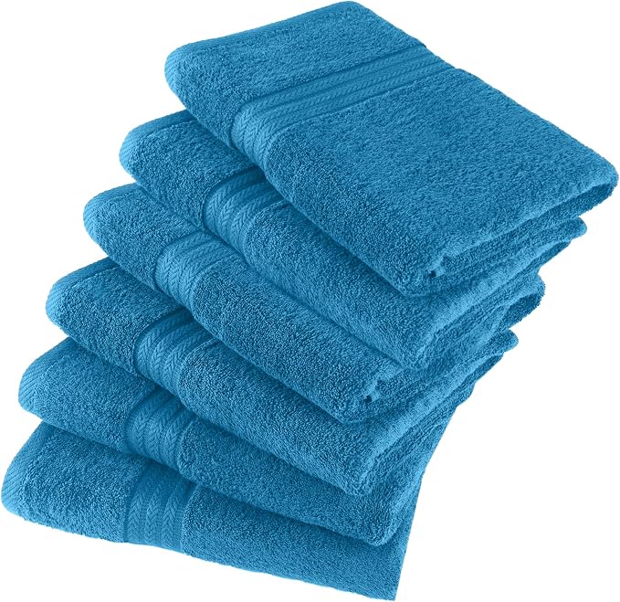 HERCULEAN Large Bath Towels 24 x 50 Pack of 6 | Quick Dry and Highly Absorbent | 100% Cotton Terry Towels for Bathroom - Perfect for Shower - Pool and Spa - Luxury Soft Towels - Teal Blue