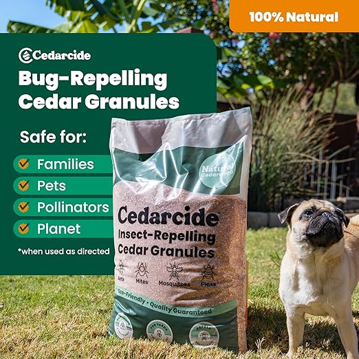 Cedarcide Original Cedar Granules – Flea, Tick, Mosquito & Spider Repellent for Yard, Lawn, Patio & Garden – Outdoor Insect Control – for Use Around Pets, Kids & Family (8 lb Covers 3,500 sq ft)