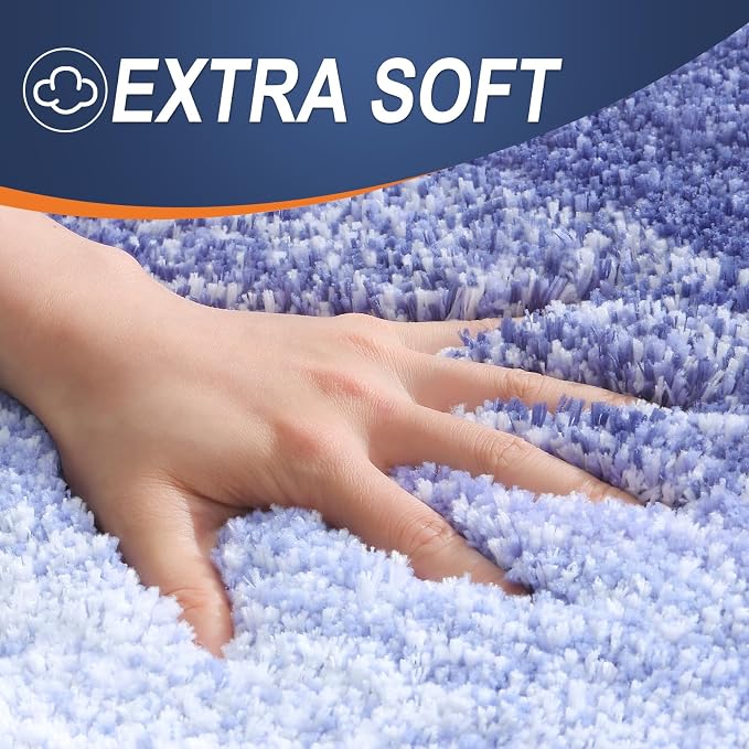 OLANLY Bathroom Runner Rugs Mat 59x20, Extra Soft Absorbent Microfiber Bath Rugs, Rubber Backing, Quick Dry, Washable Long Bath Mats for Bathroom, Tub and Shower, Home Decor Accessories, Blue-Violet