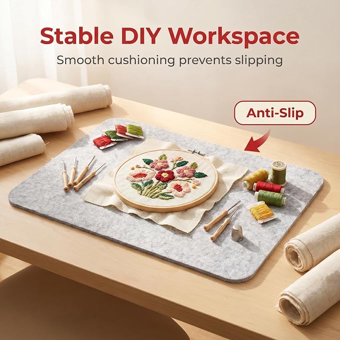 36"x 17.8" Wool Pressing Mat | 0.5 Inch Thick Ironing Board for Quilter, Sewing, Quilting Supplies