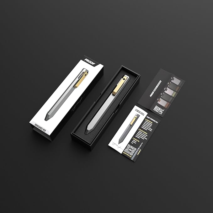 PROOF Bolt-Action Ballpoint Pen, Machined Aircraft Grade Aluminum, 0.7mm Medium Point, Black Ink, Heavy Duty