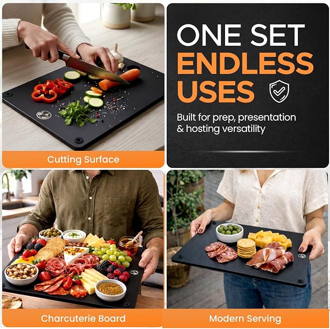 Earth's Dreams Composite Wood Cutting Board Set of 3, Chopping Boards | Dishwasher Safe,Non-Toxic, Cutting Boards for Kitchen – Large, Medium & Small Non-Slip Wood Charcuterie & Chopping Boards