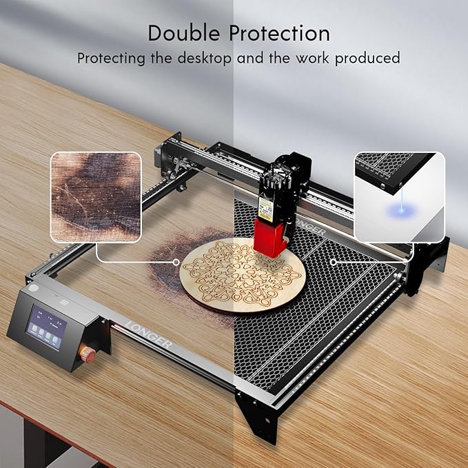 Longer Laser RAY5 10W Laser Engraver with Air Pump and 17.3"x 17.3"Honeycomb Working Table, DIY Laser Engraver for Wood and Metal, Paper, Acrylic, Glass, Leather