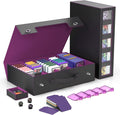 Kabinka Trading Card Storage Box with Handle & Mechanical Latch,5-Row 3900+ Commander MTG Card Case with Sealed Window,Top Loaders Organizer Deck Box for MTG/TCG/PTCG/Sports Cards (Black Purple)