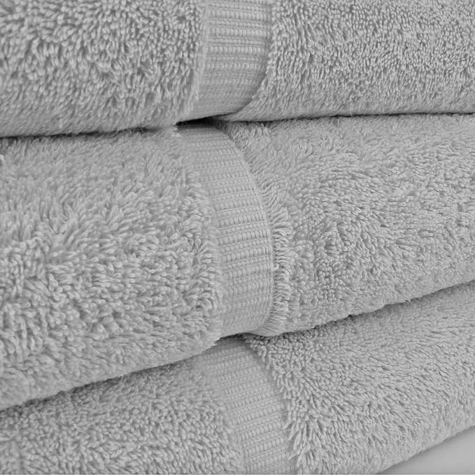 Chakir Turkish Linens 4 Piece Extra Large Bath Towels, 100% Cotton Luxury Turkish Towels for Bathroom, Soft Absorbent Bath Towels, 30 x 60 Inches, Silver Gray