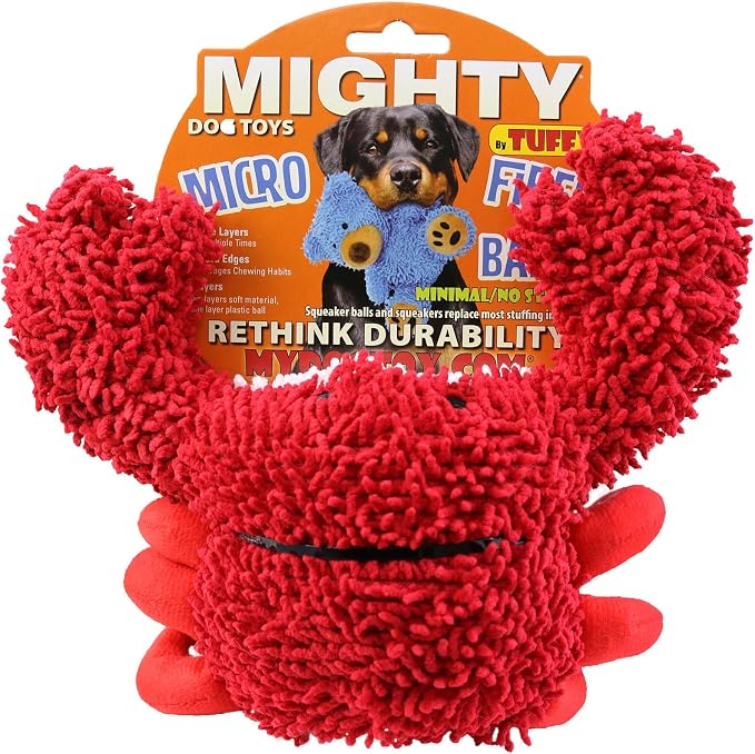MIGHTY® 2 Pack Microfiber Medium Crab Dog Toys | Ultra Durable Plush Toy with Multiple Layers & Reinforced Seams , Washable and Floats , Mighty® Construction