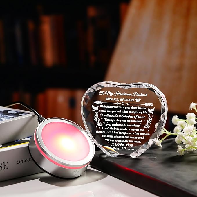 Qianwei Gift for Husband from Wife Unique - Crystal Engraved Gifts for Man Personalized Who Want Nothing - Husband Birthday Anniversary Fathers Day Christmas Valentines Day Present Ideas for My Man