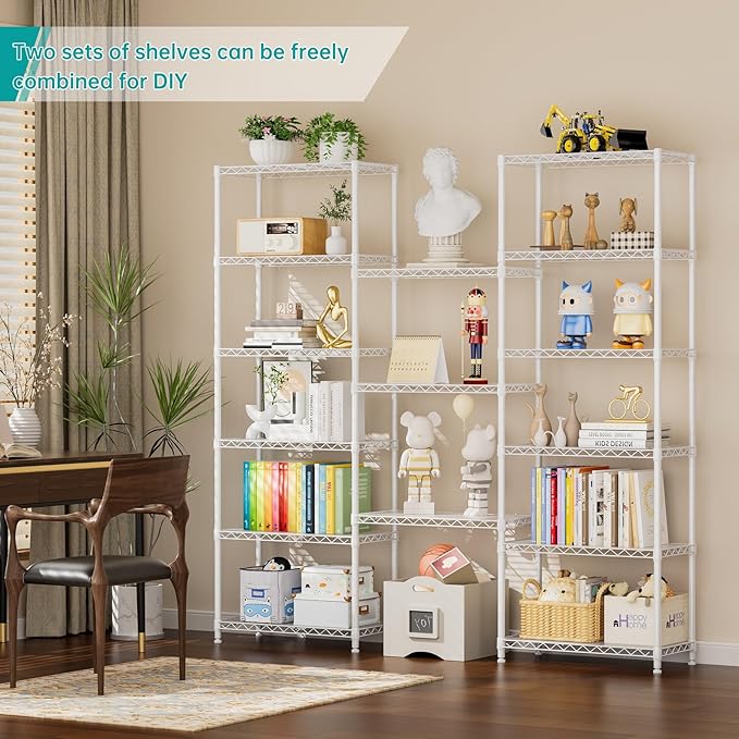 SINGAYE 8 Shelves Storage Wire Shelf Closet Metal Shelving Pantry Wheels | Shelf Bathroom Organizers Metal Kitchen Garage Shelving Unit Laundry Room Organization Home Rack Net Basket with Wheels
