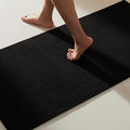 TYUU Black Bathroom Rugs Non Slip Washable, Super Absorbent Thin Bath Mat Quick Dry Low Pile Bathroom Rug, Black 20''x48''